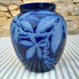Alsace Betschdorf stoneware vase signed Krumeich Remmy with vine motif