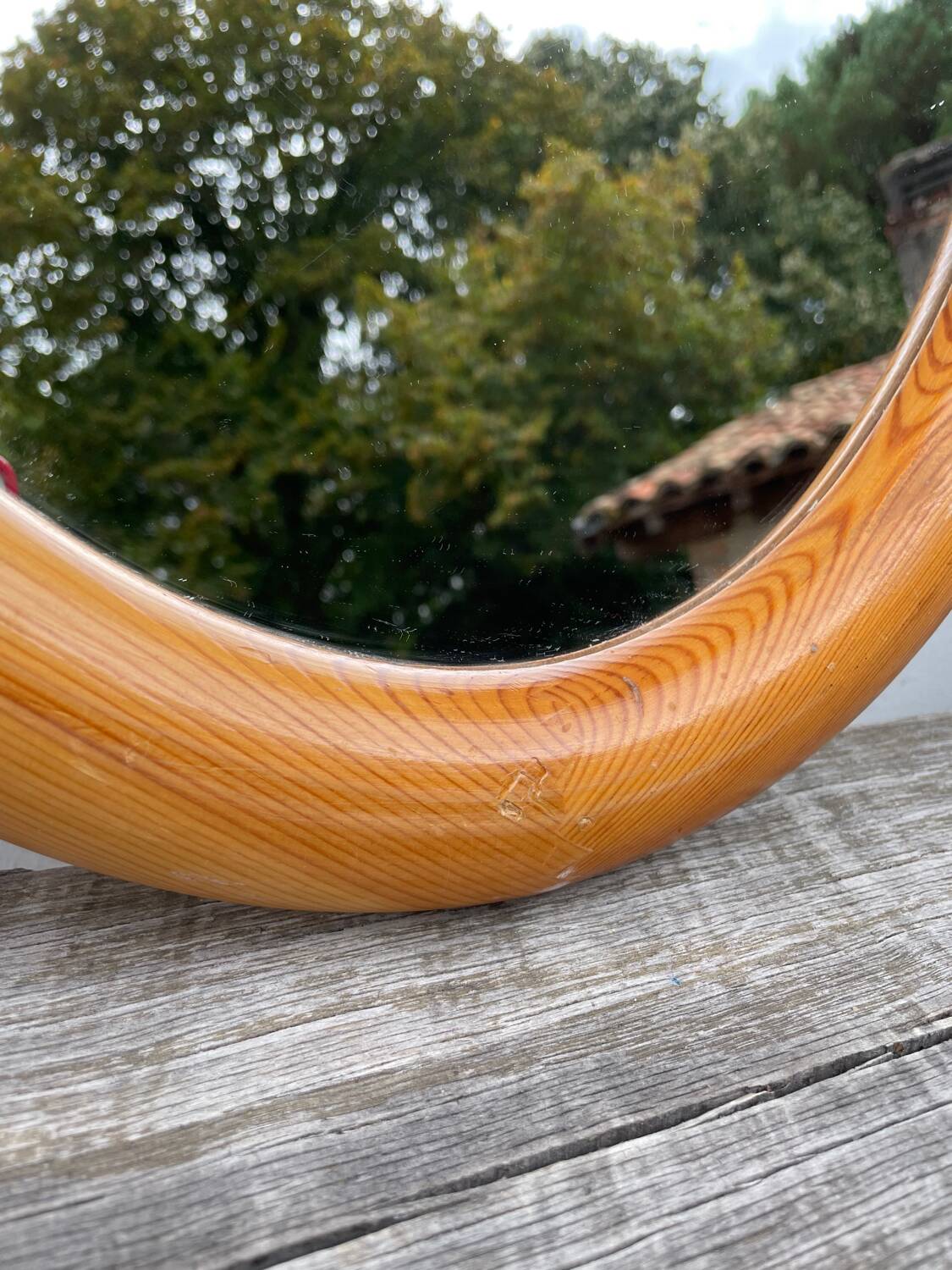 Oval pine mirror 1980 Regain