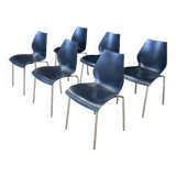 Set of 6 black dining room chairs from the 2000s