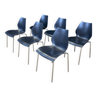 Ensemble de 6 chaises de salle à manger noires années 2000