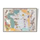 Carte des vins de France - Carte vintage montrant les régions vinicoles et viticoles 100x70 cm