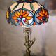 bronze lamp angel 1970 pull switch 63x30 stained glass shade