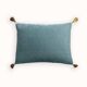 Silk velvet cushion with pom poms | Light blue Sifnos