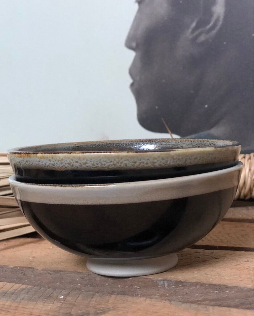 Lot of black ceramic-style bowls