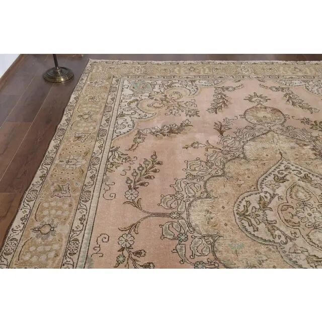 1960s Persian Handmade Wool Cotton Orange Oversized Area Rug 294x379