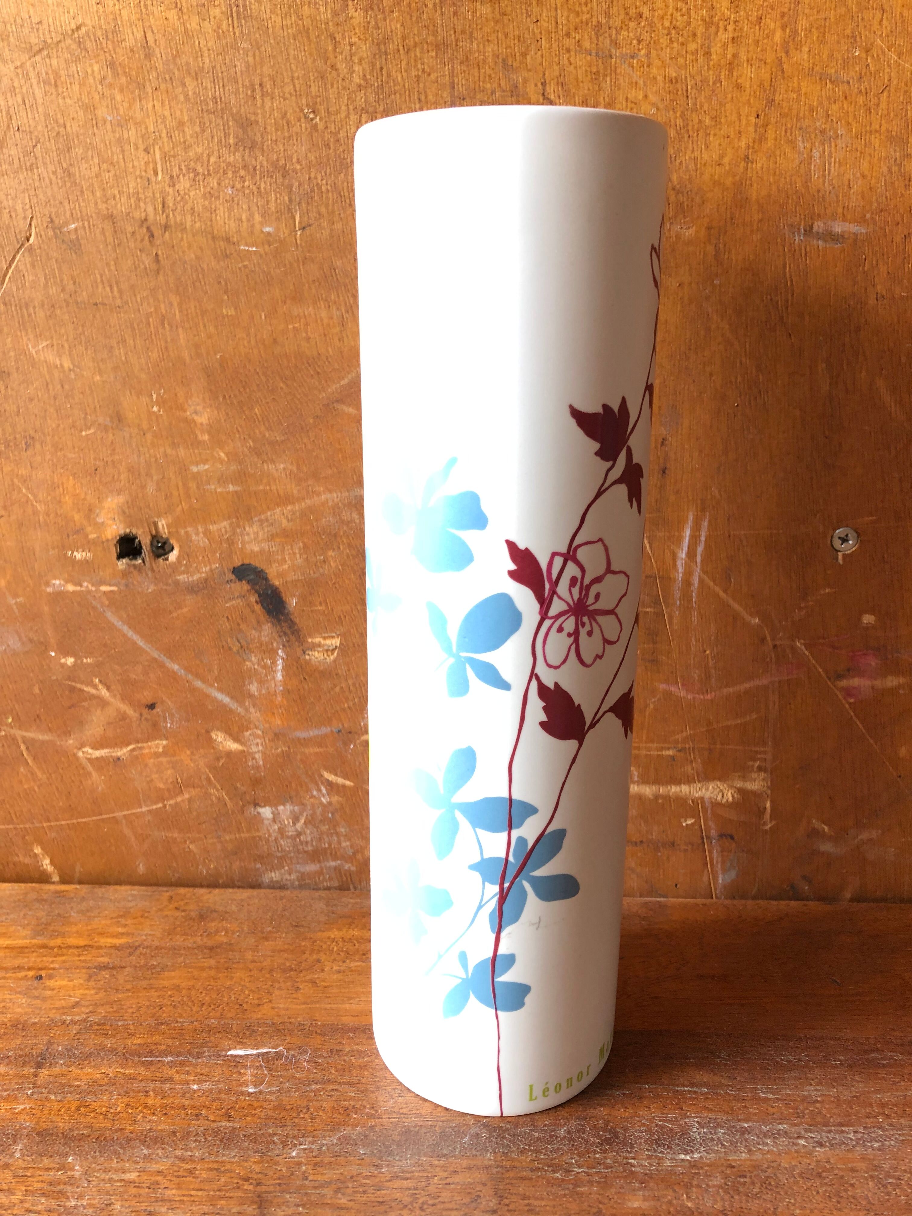 Vase roll leonor mataillet ceramic painting flowers vintage