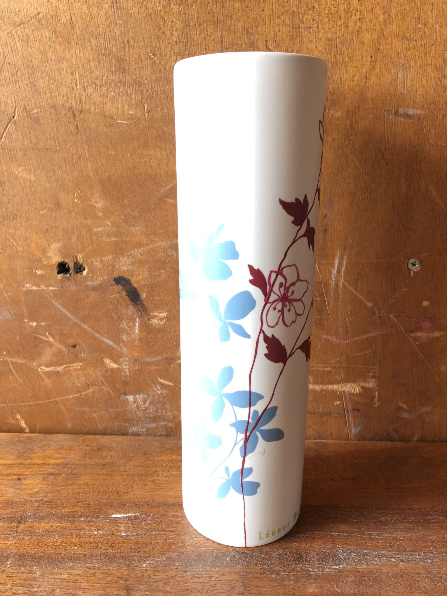 Vase roll leonor mataillet ceramic painting flowers vintage