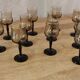 11 verres apéritifs torsadé fumé à pieds noir Arcoroc