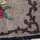 Tapis Hooked antique américain – 63 x 101 cm – Motif floral - 1C977