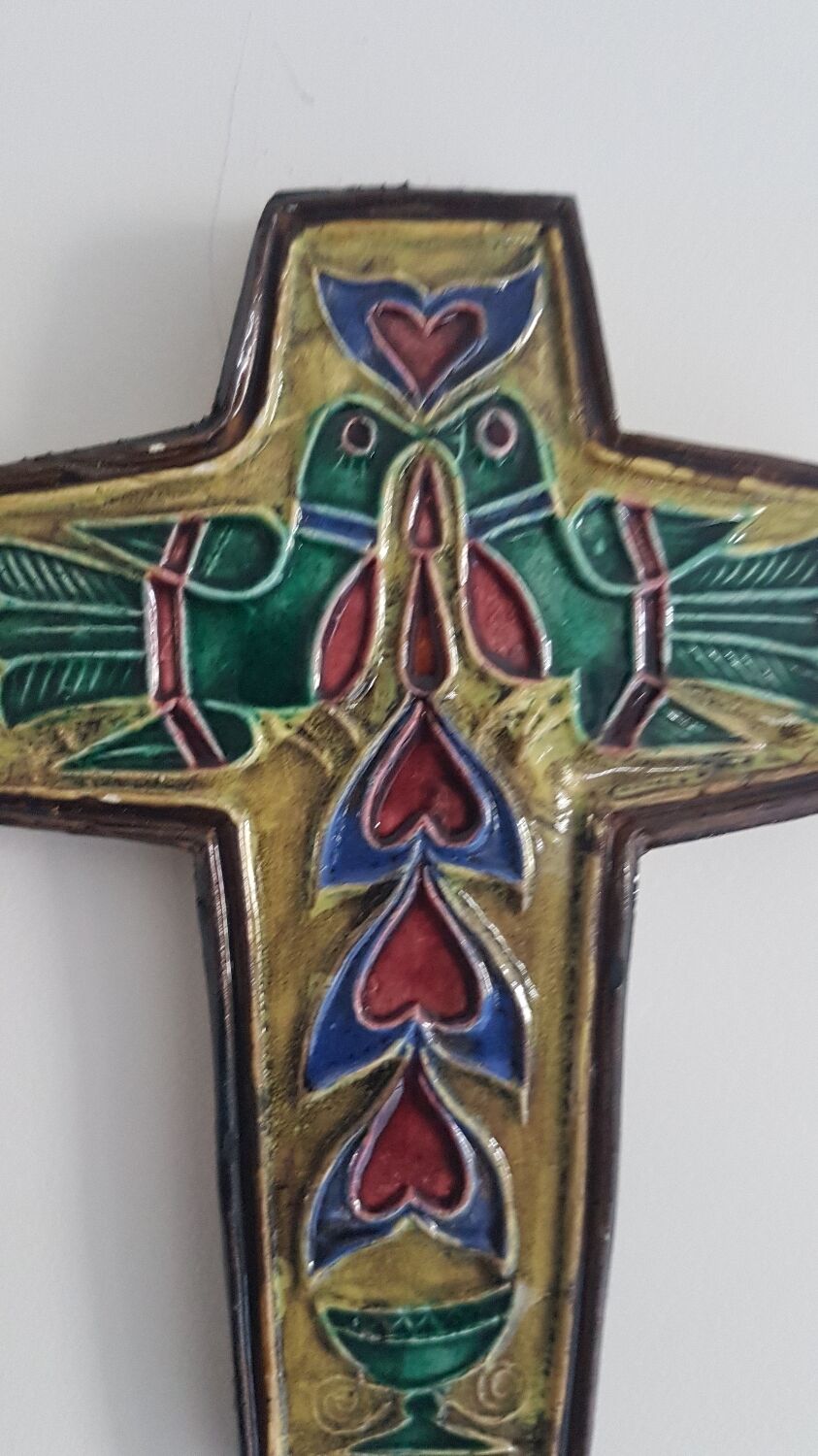 Enamelled ceramic cross JC Taburet