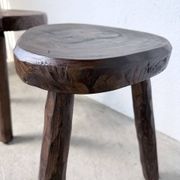 Pair of tripod stools in oak