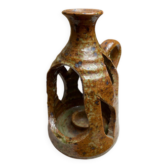 Bougeoir, type lanterne en grès pyrité