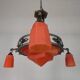 Art Deco pendant lamp with glass bowl and 3 chalices, 1930s