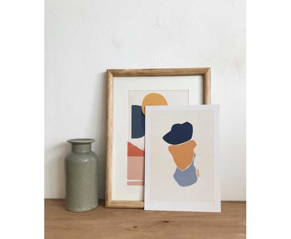 Illustration - baigneuse bleue A3