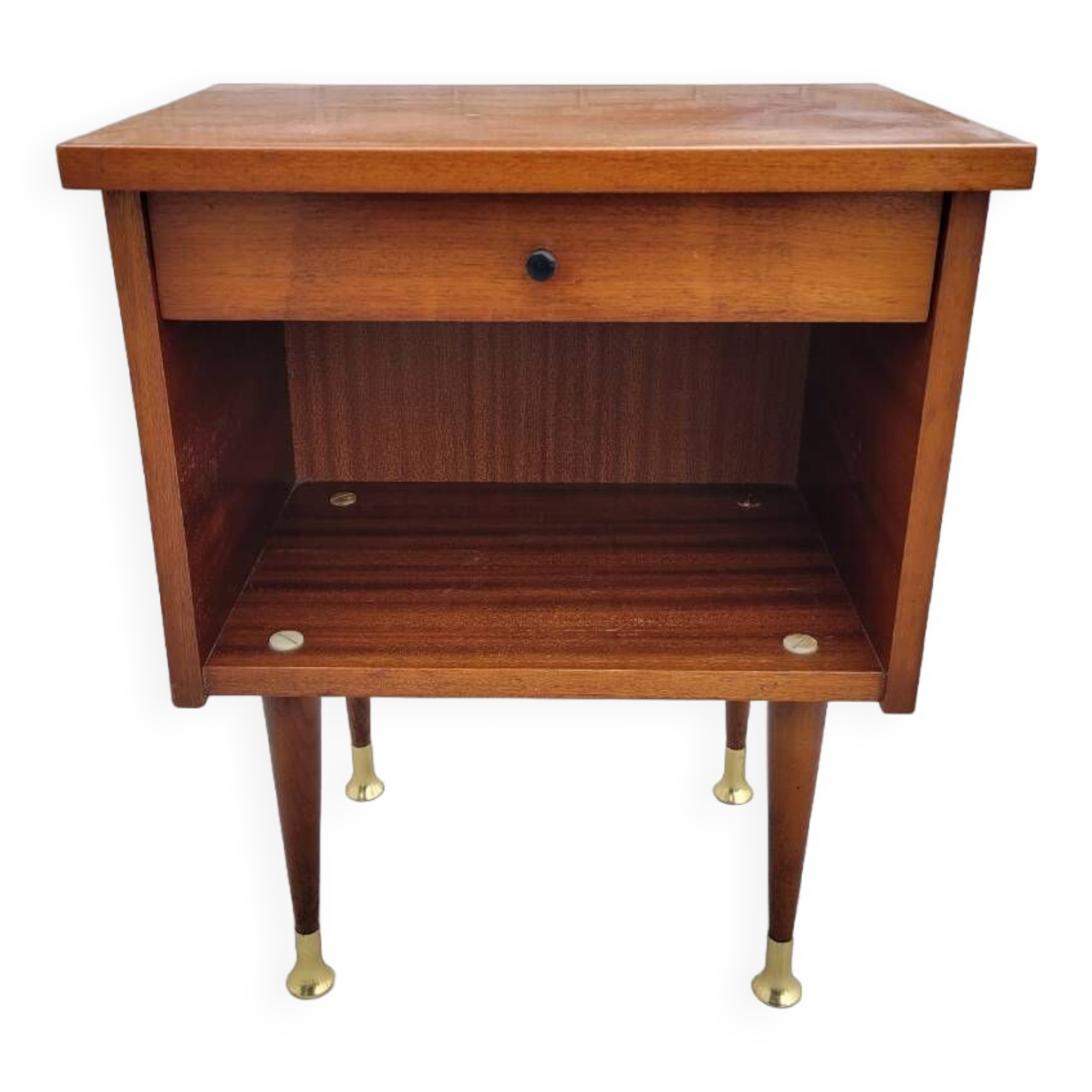 Vintage bedside table with golden pencil legs