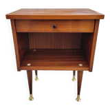 Vintage bedside table with golden pencil legs