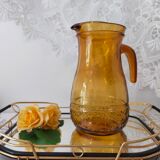 Vintage amber glass water jug made in Italy in the 60s/70s