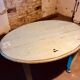 Oval bistro table from the 1930s with a lovely light blue patina