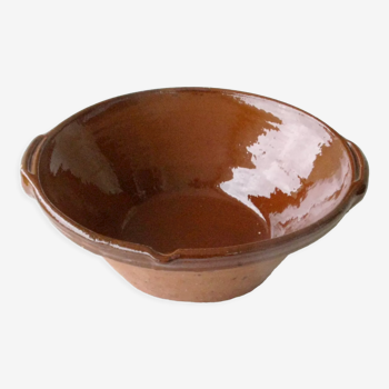Grésale ou jatte en terre cuite vernissée cassole plat cassoulet 30 cm