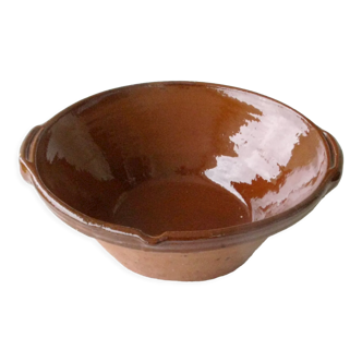 Large sleet or glazed terracotta jatte cassole Plat cassoulet 30 cm