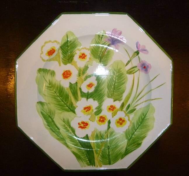 Decorative plate 'flowers' by maison chaumette (paris). vintage 80s