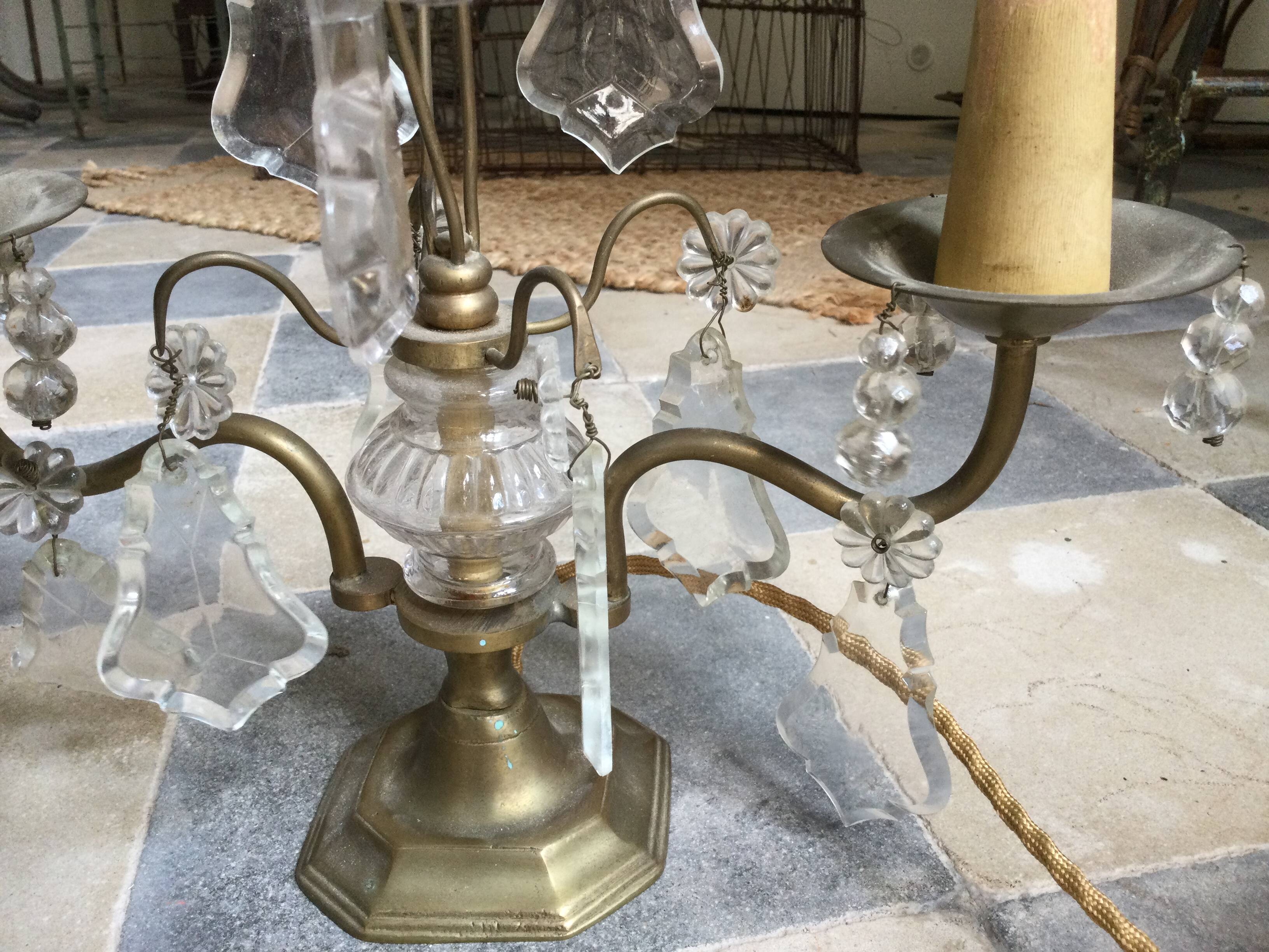 Antique brass lamp with 2 branches