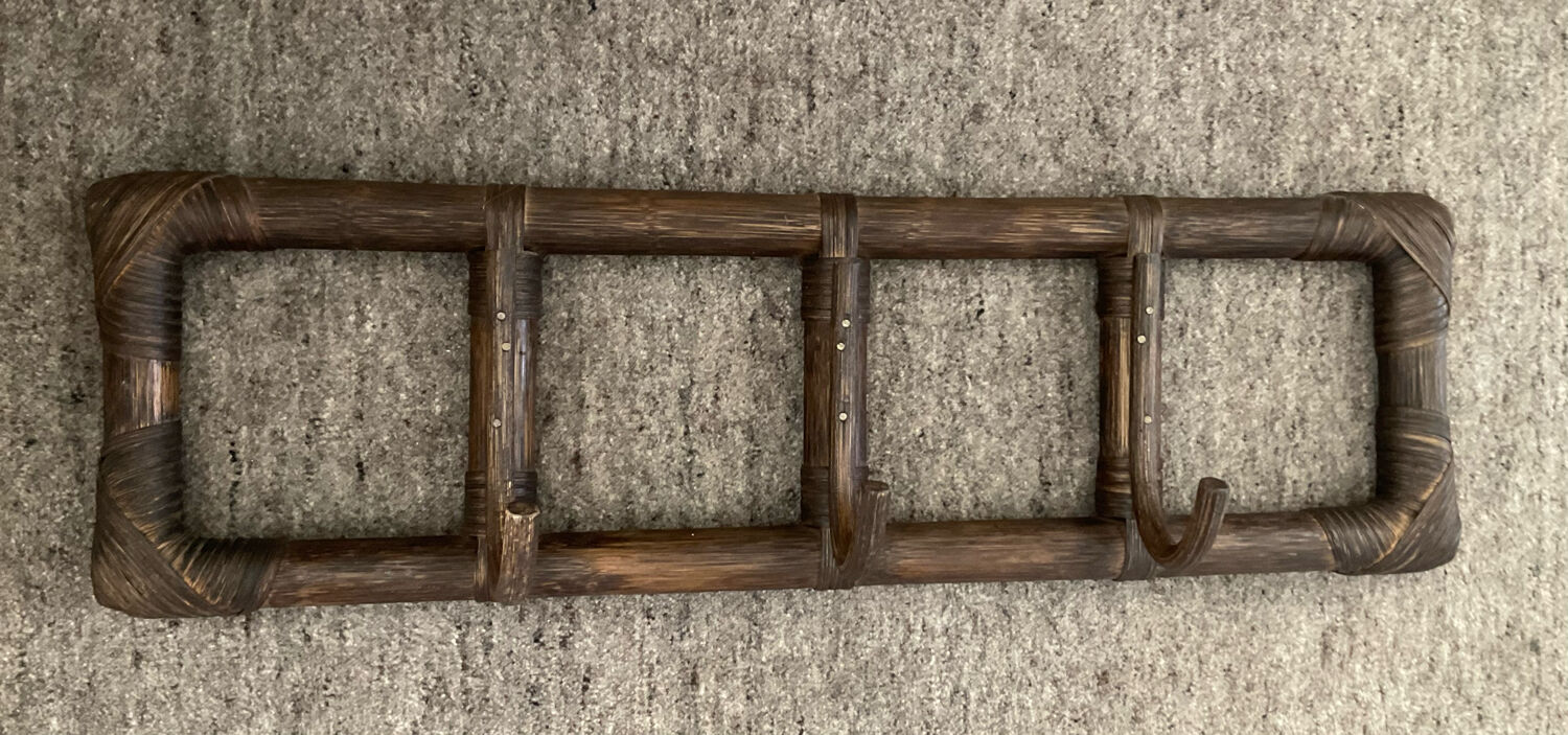 Vintage rattan coat rack from the 60s