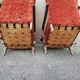 Paire de fauteuils année 50 tissu bordeaux