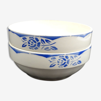 Two ravines, bowls or cups in faience of Digoin Sarreguemines, Model Corsica, circa 1940