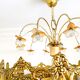 Exceptional vintage chandelier in Murano style crystal, orange, brass.