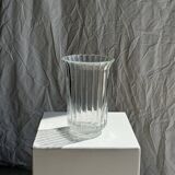 Vintage vase in ribbed glass, flower patterns and flared neck