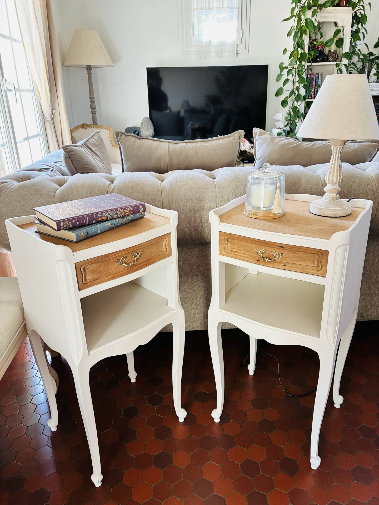 Paire de Tables de Chevet Style Louis XV Shabby Chic