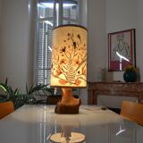 Lampe brutaliste moderniste forme libre 60's bois d'olivier