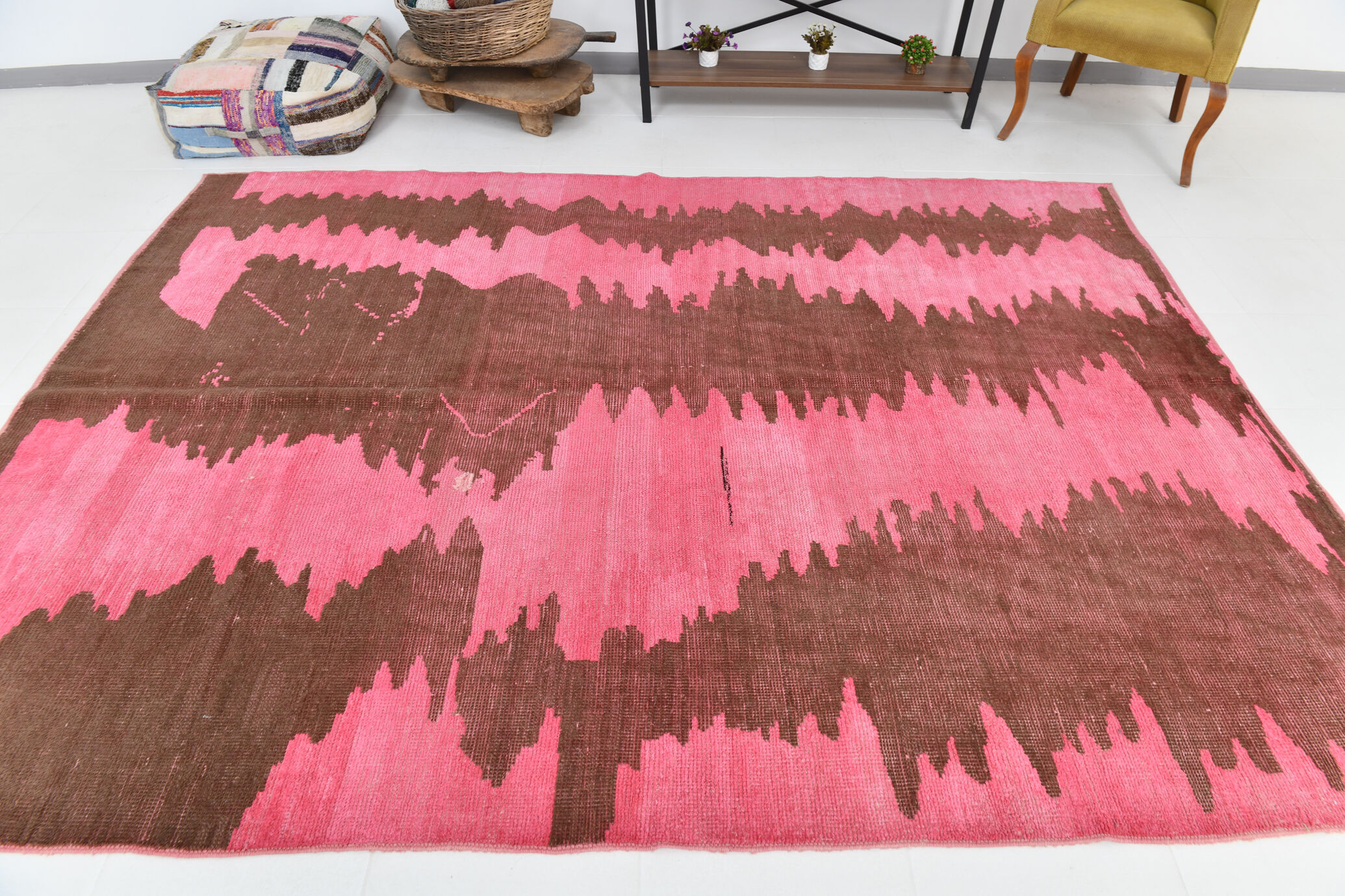 7x10 oversize pink hemp rug, 218x295cm