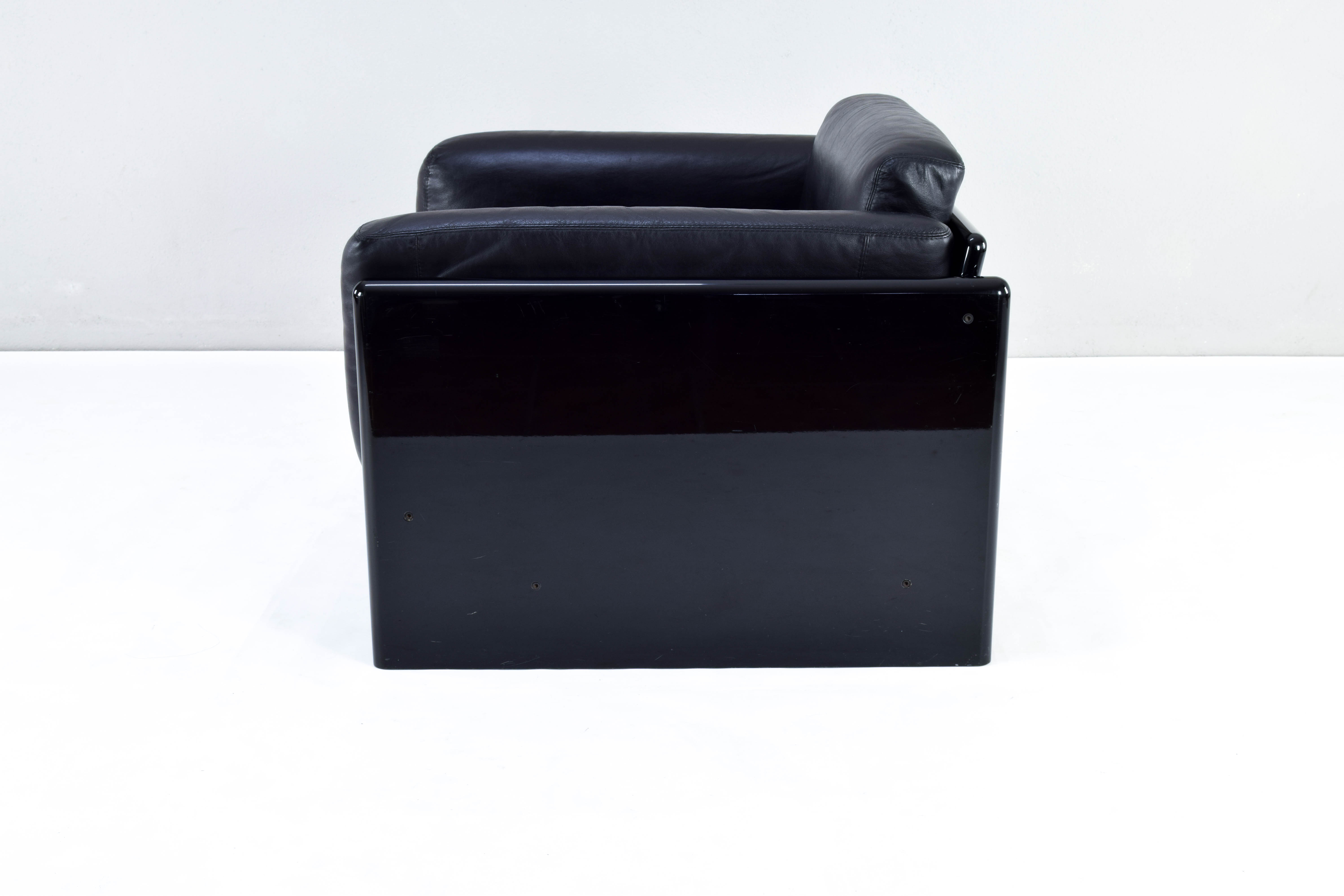 Black Leather Simone Armchair by Ufficio Progetti Gavina for Simon International