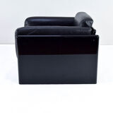 Fauteuil Simone en cuir noir par Ufficio Progetti Gavina pour Simon International