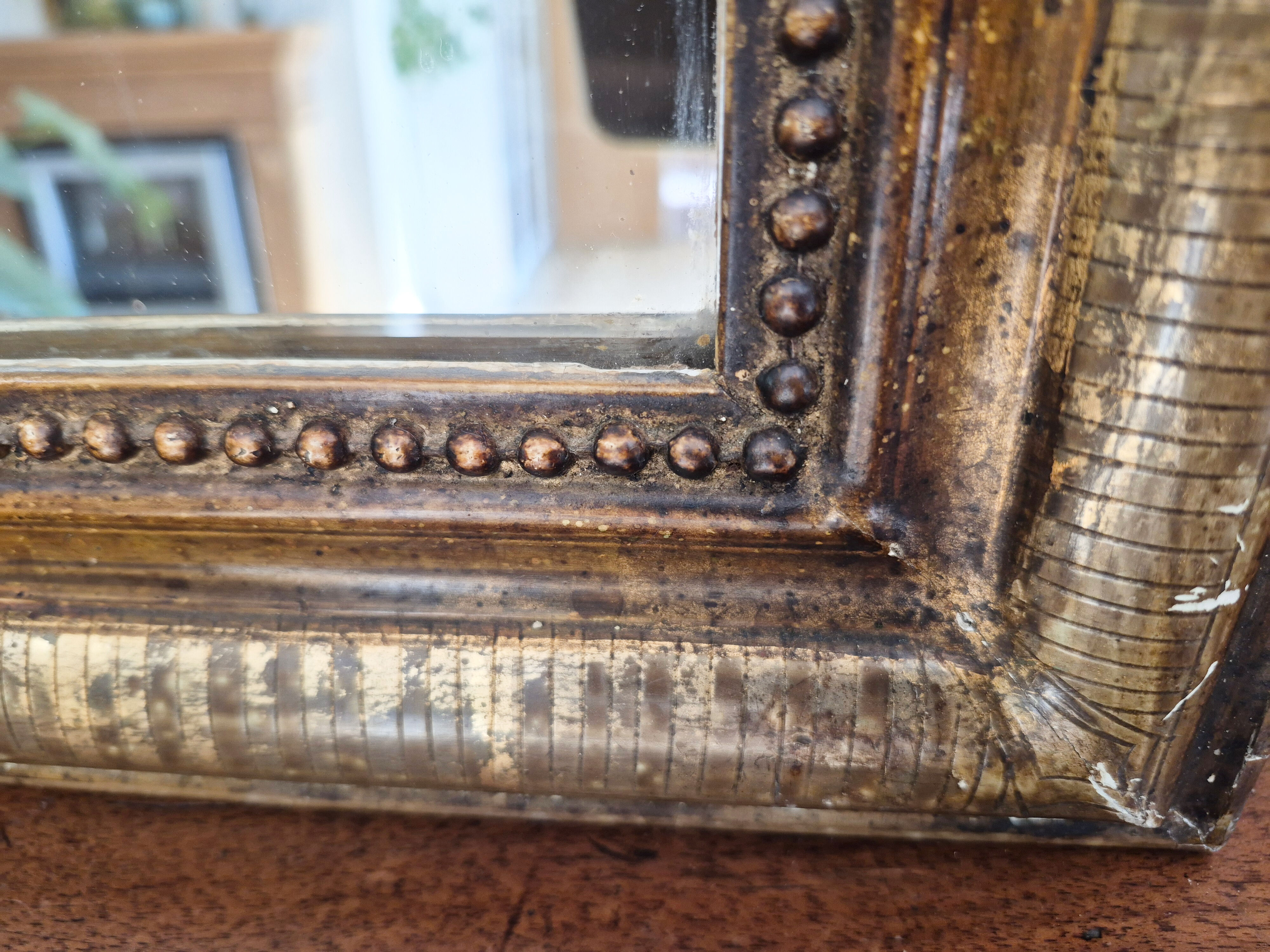 Antique Louis Philippe mirror, black and gold, 62 x 49 cm