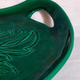 Plat de présentation forme libre Barbotine verte années 50