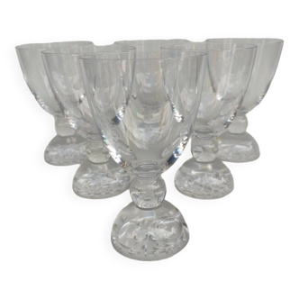 6 crystal wine glasses by JG DURAND. 90s.