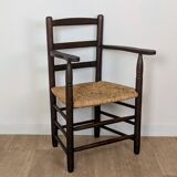 Wooden straw armchair