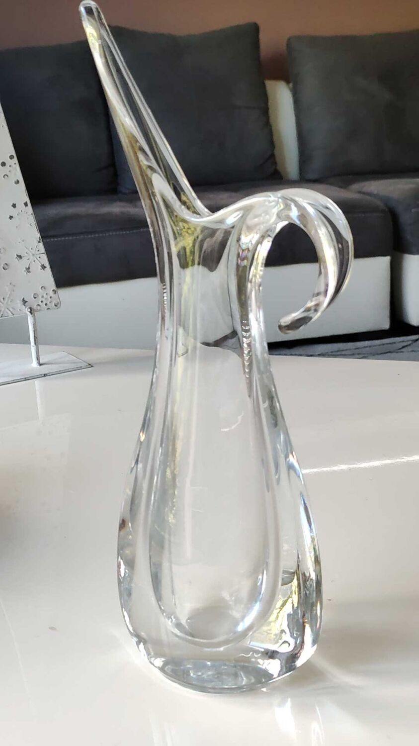 Soliflore vase in crystalline glass, by Flavio Poli for Art Vannes France. High 32 cm