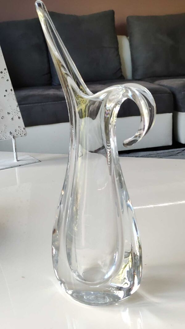 Vase soliflore en verre cristallin, par Flavio Poli pour Art Vannes France. Haut 32 cm