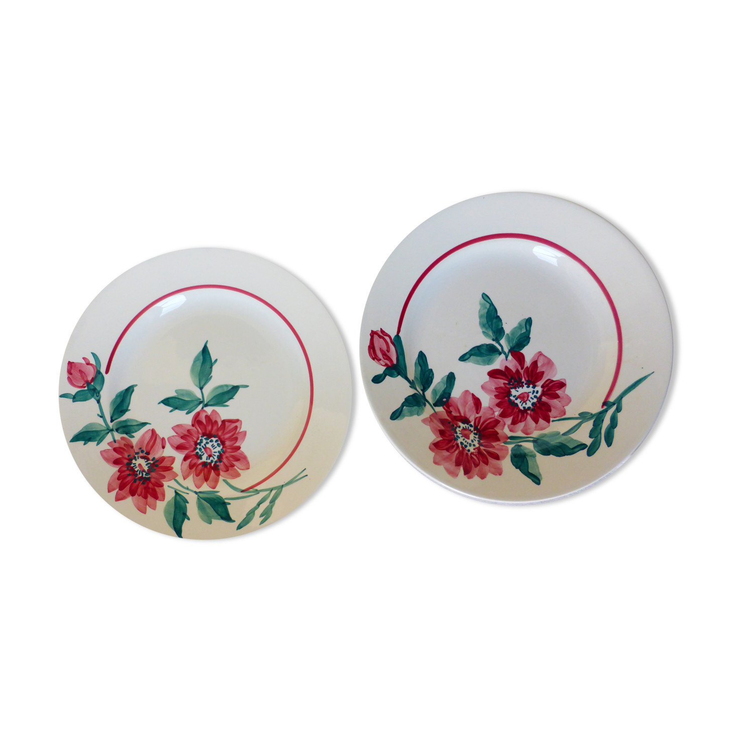 2 assiettes plates de Sarreguemines modèle Monceau