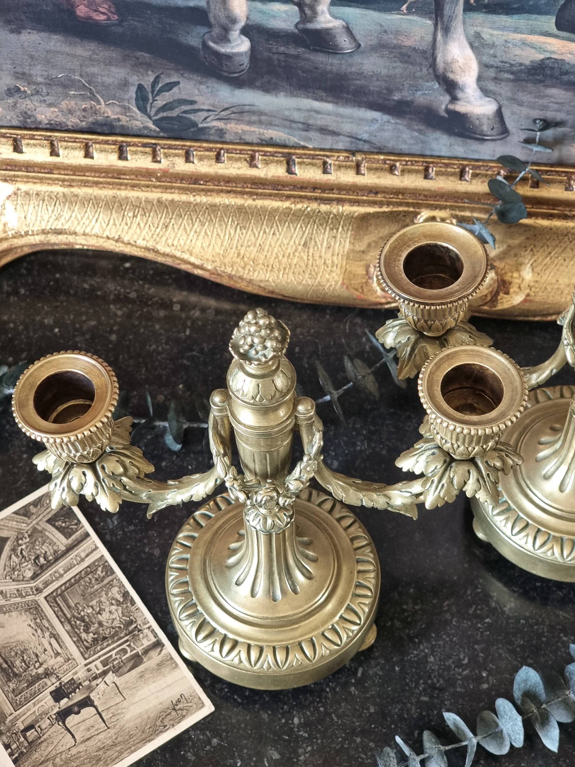 Pair of bronze candlesticks