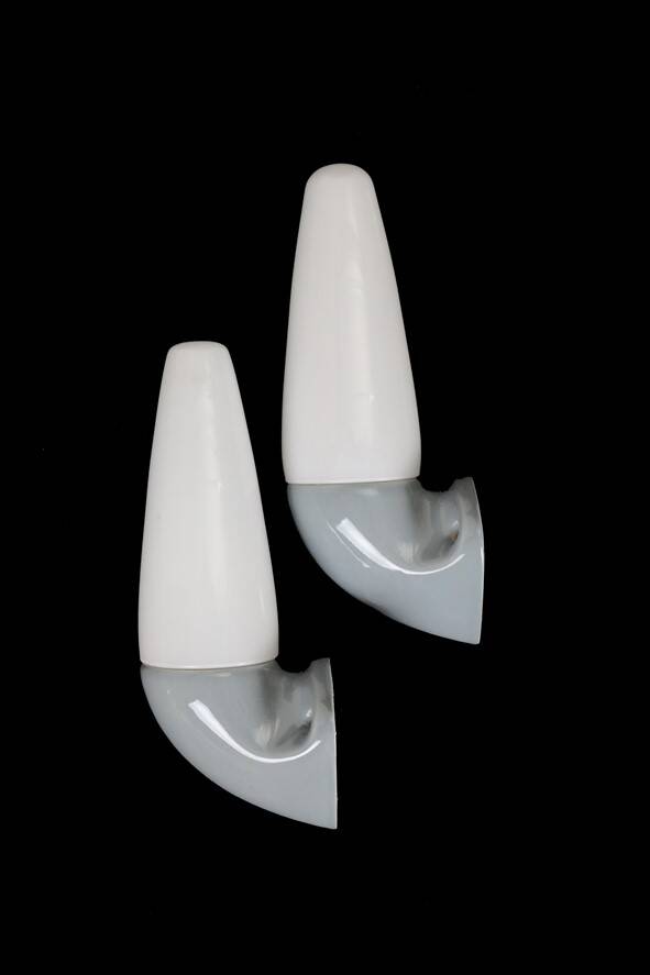 Set of 2 IFÖ “6035” / Stig Carlsson ceramic / glass wall lamps / mid-century modern design
