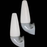 Set of 2 IFÖ “6035” / Stig Carlsson ceramic / glass wall lamps / mid-century modern design