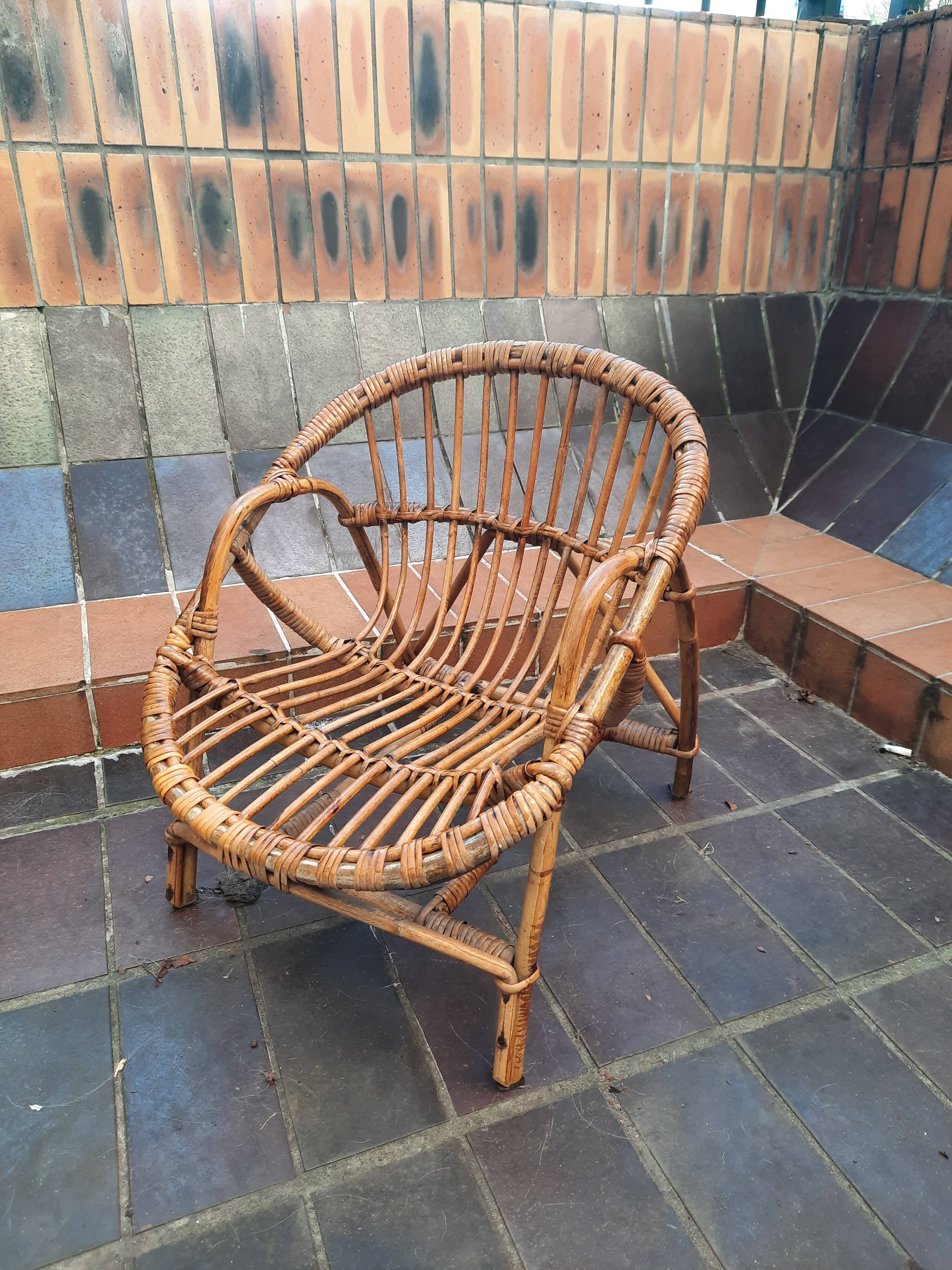 Fauteuil corbeille enfant en rotin