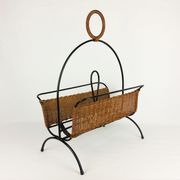 Rattan and metal magazine holder 1960