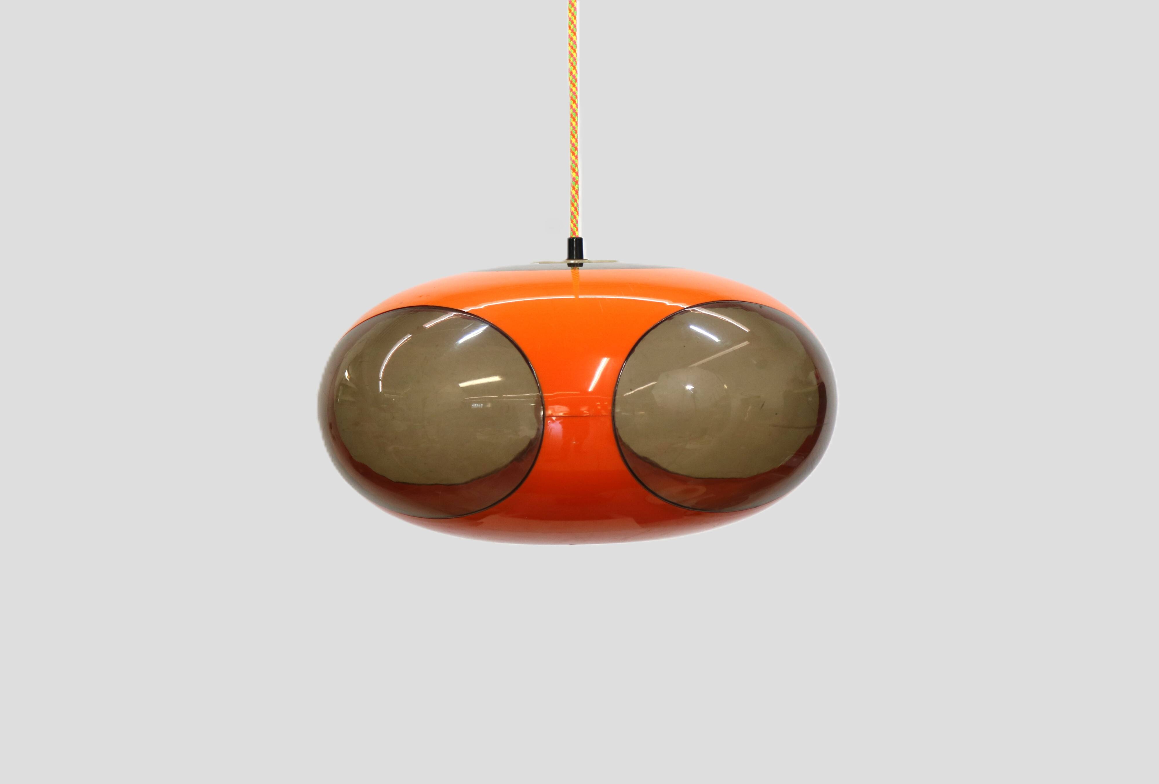 Massive Belgium Space Age UFO Lamp, Orange Mid-Century Modern Lighting