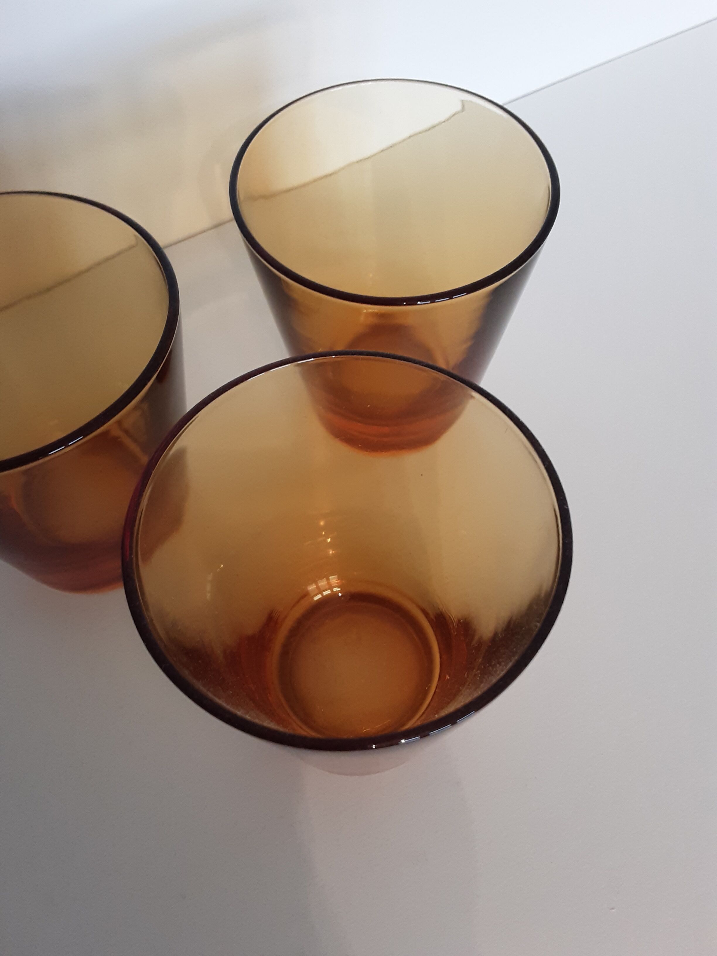 Lot de 3 verres vereco ambre